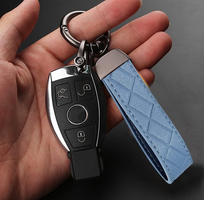STACCTE Store Car Keys Keychain, Leather Key Chain, Universal Decorative Car Key Holder, Anti-lost D-ring, 360 Degree Rotatable Key Fob Keychain, Keychain for Men and Women(Blue) - Image 2